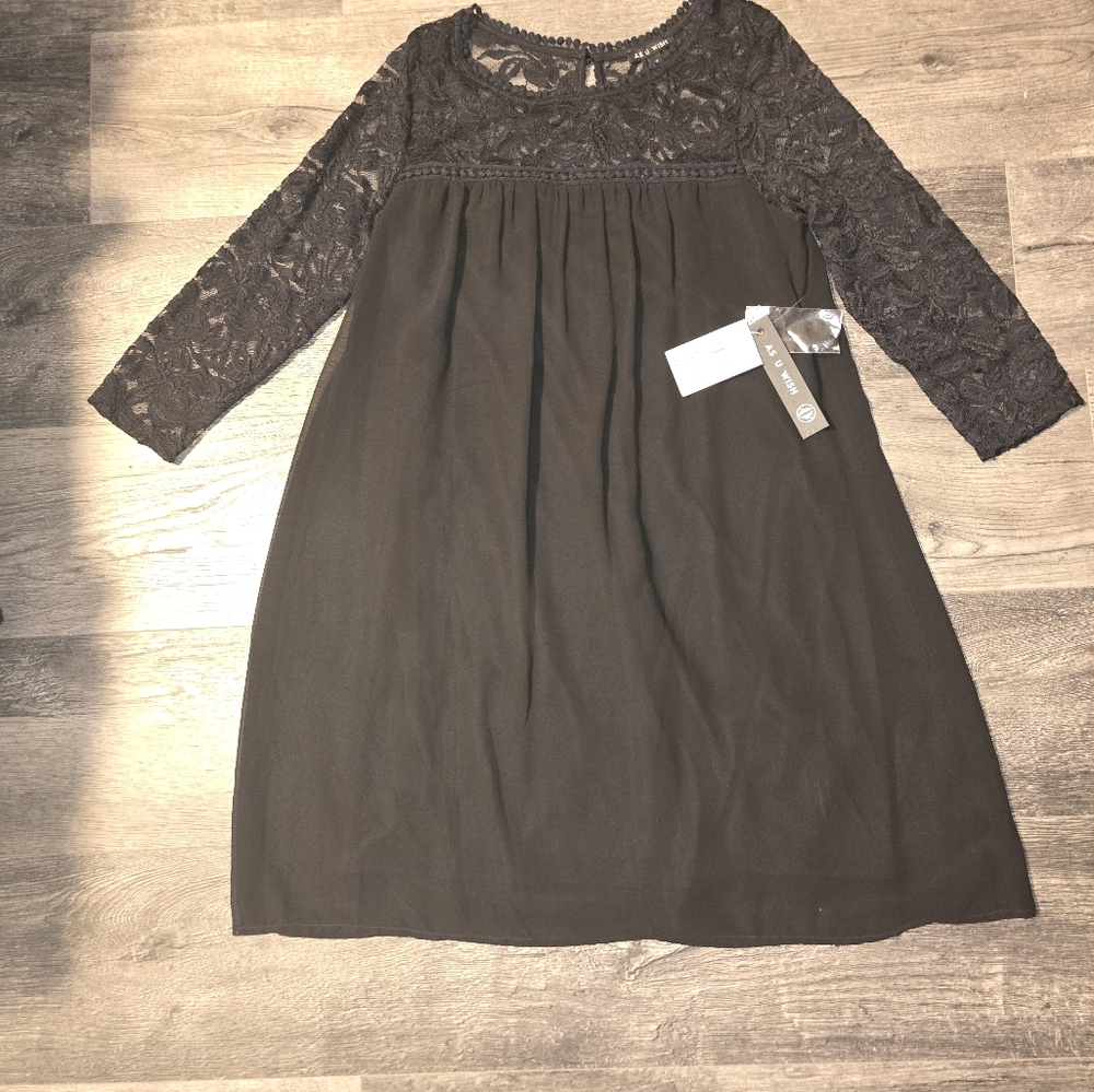 NWT As U wish black lace dress size medium